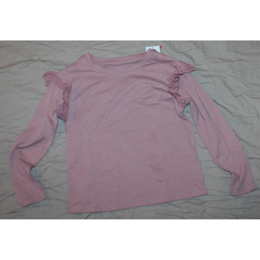 Cat & Jack Girls long Sleeve Eyelet T-Shirt Light plum Size XL 14 NWT